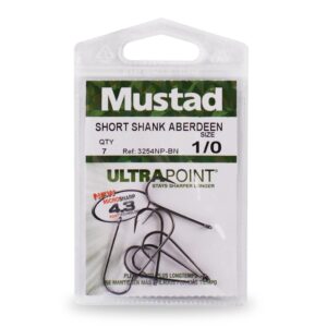 MUSTAD UDICE ULTRAPOINT SHORTSHANK ABERDEEN BR.4/0 5KOM