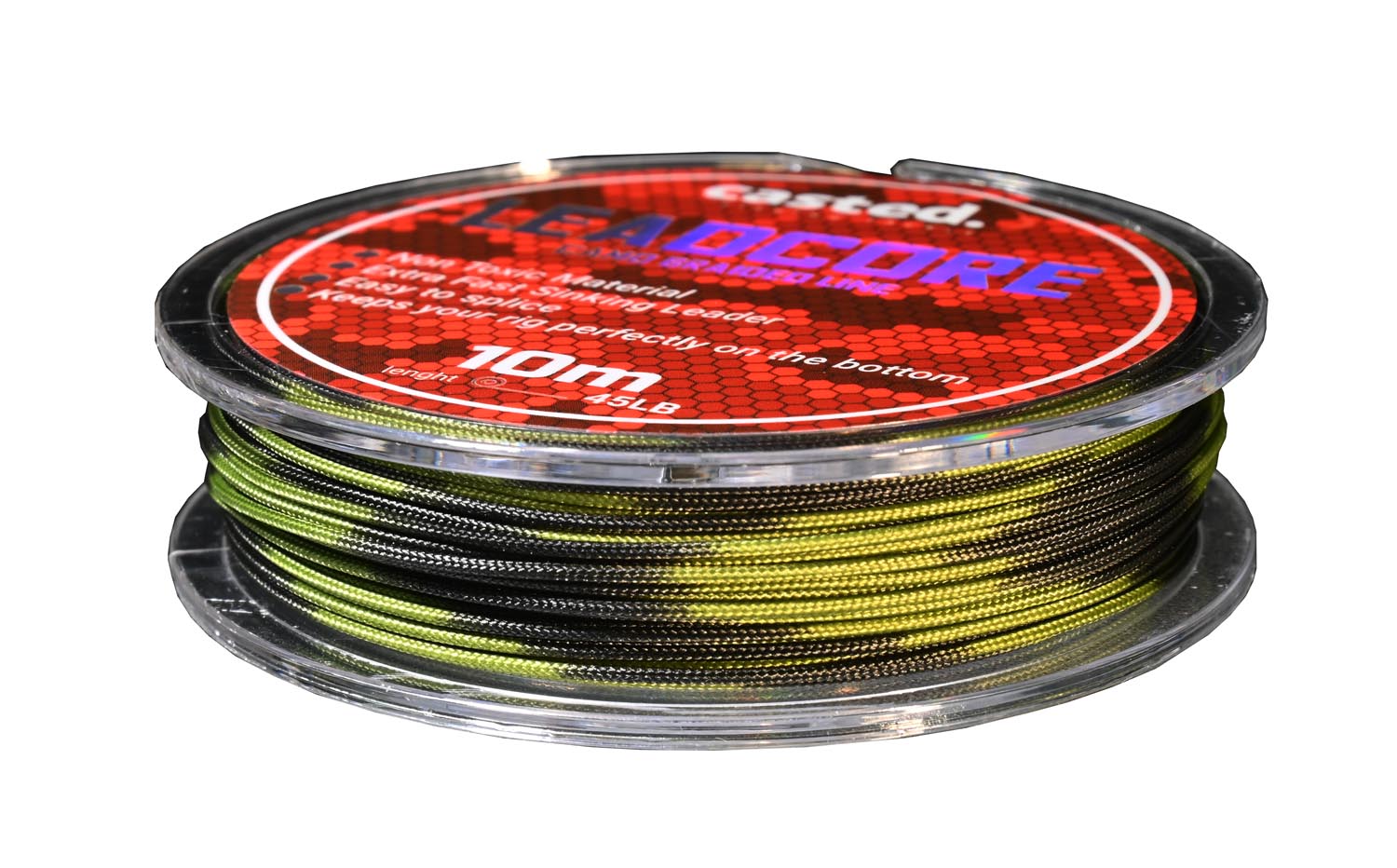 CAS 2002 CASTED Lead Core Braided Line 10M 45LB Black+Olive