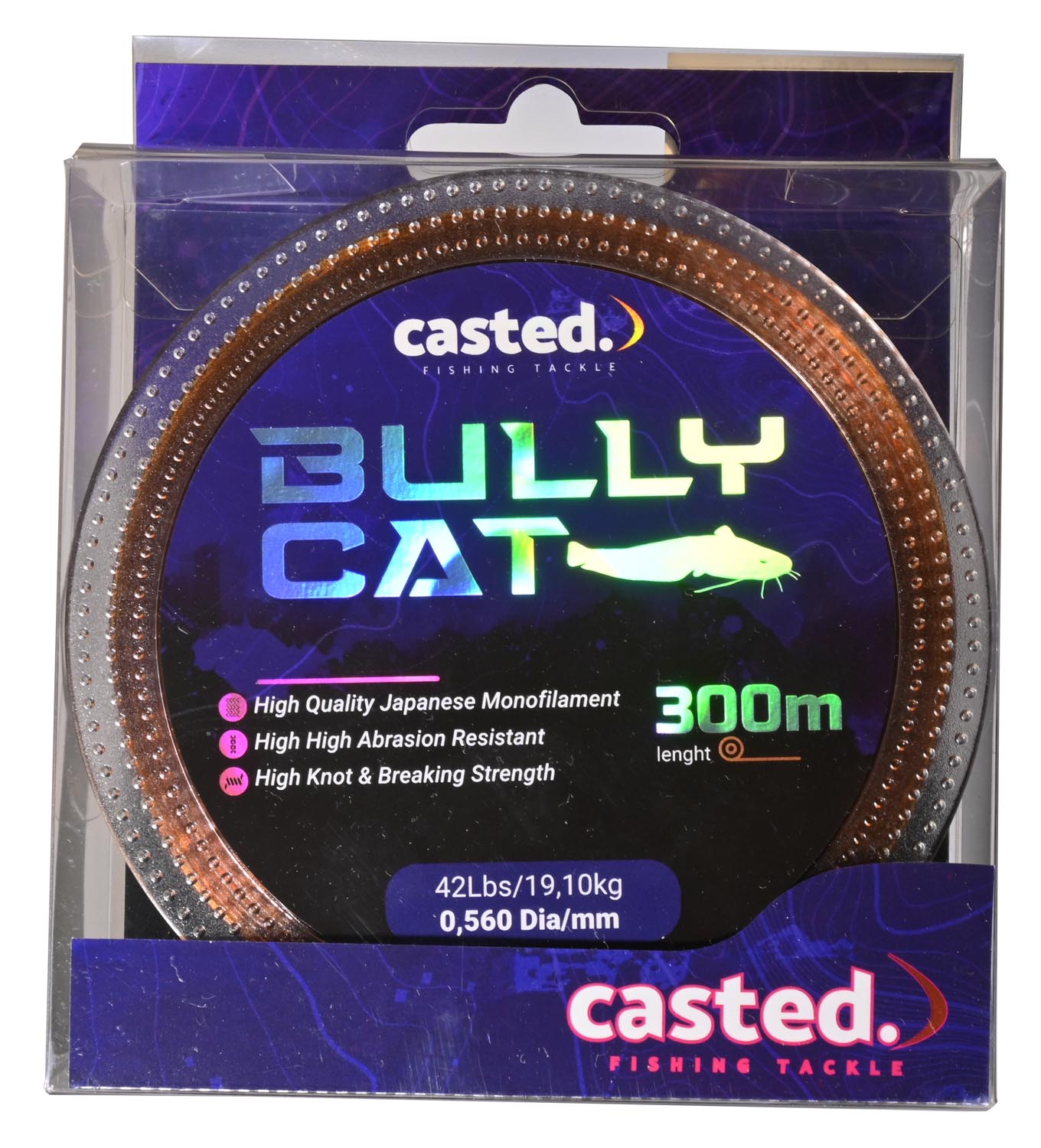 CAS 2018 CASTED najlon Bully Cat Mono 300M 0,610mm 48Lbs/20,90kg Dark Brown