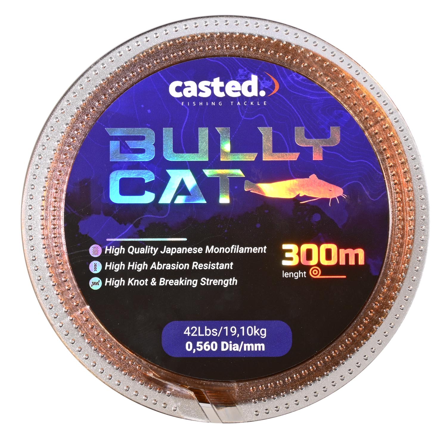 CAS 2018 CASTED najlon Bully Cat Mono 300M 0,610mm 48Lbs/20,90kg Dark Brown