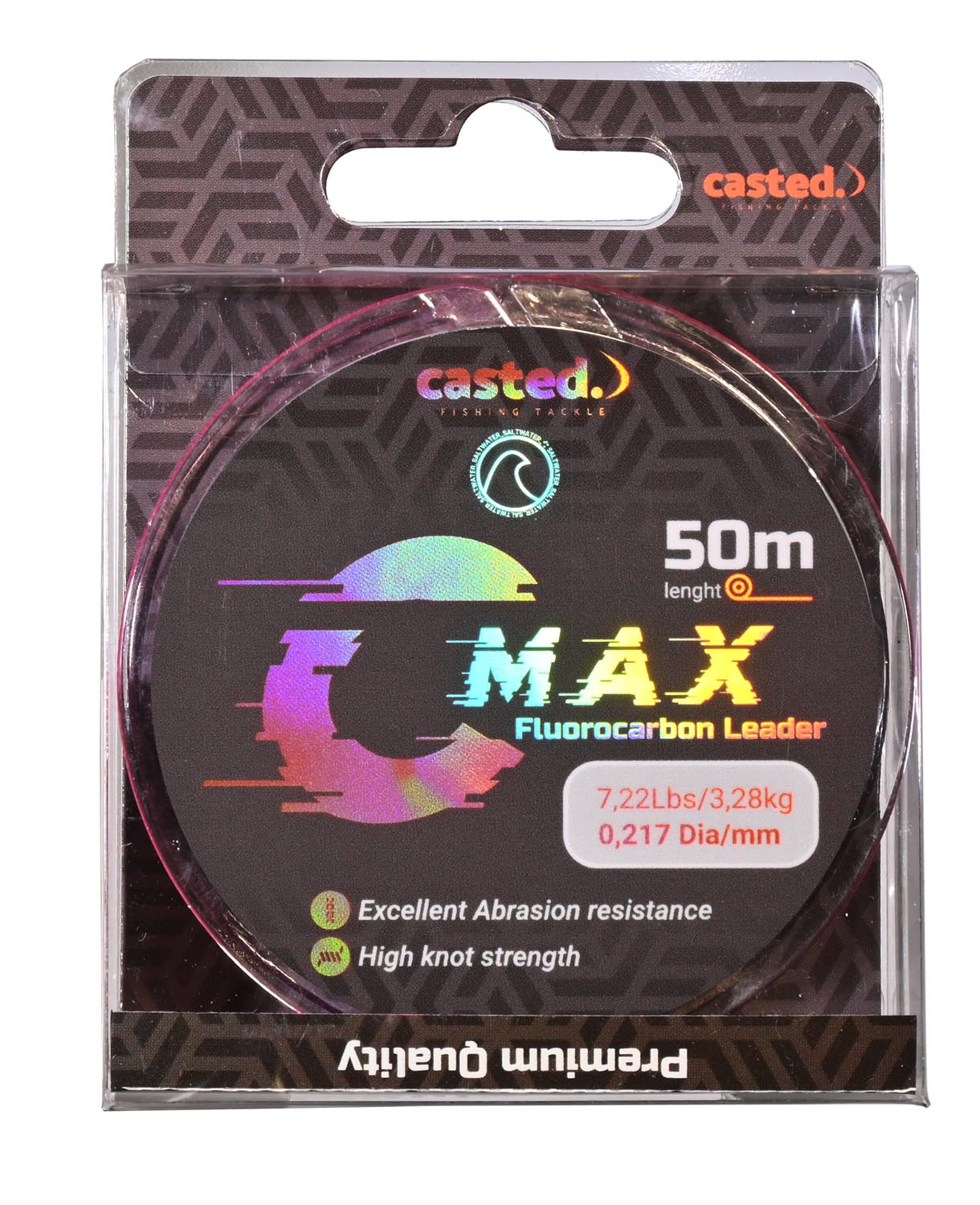 CAS 3049 CASTED Fluorocarbon C-Max Leader 50M 0,389mm 21,01Lbs/9,55kg