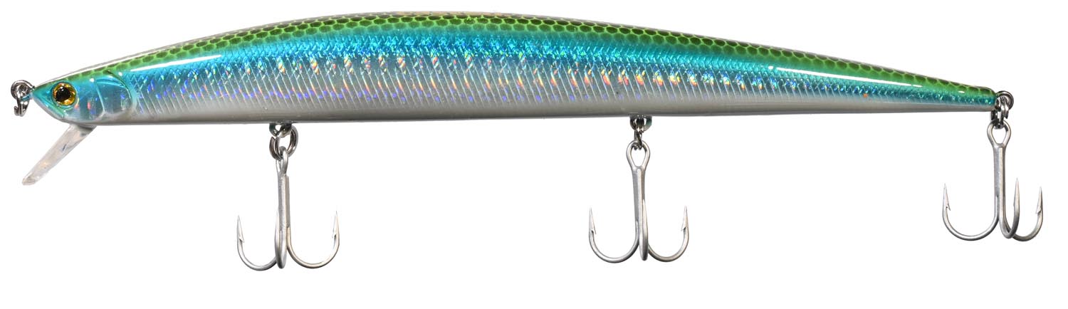 CAS 8027 CASTED VARALICA VOBLER SURF MINNOW GREEN FLASH 175 MM 26 G FLOATING