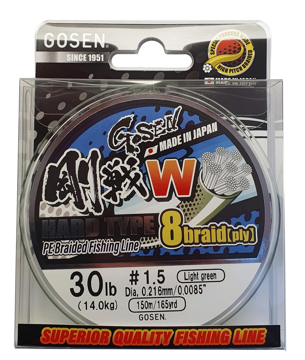 WH8150LG30 GOSEN UPRDENICA  H.T. W 8NITI LIGHT GREEN #3,0 0,296mm 45lb 150m