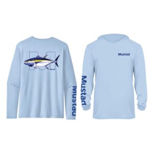 MCTEE-TU01-H-L Mustad majica Tuna Longsleeve UV with Hood - Repreve+Spandex - Light Blue L