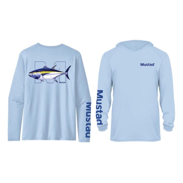 MCTEE-TU01-H-L Mustad majica Tuna Longsleeve UV with Hood - Repreve+Spandex - Light Blue L
