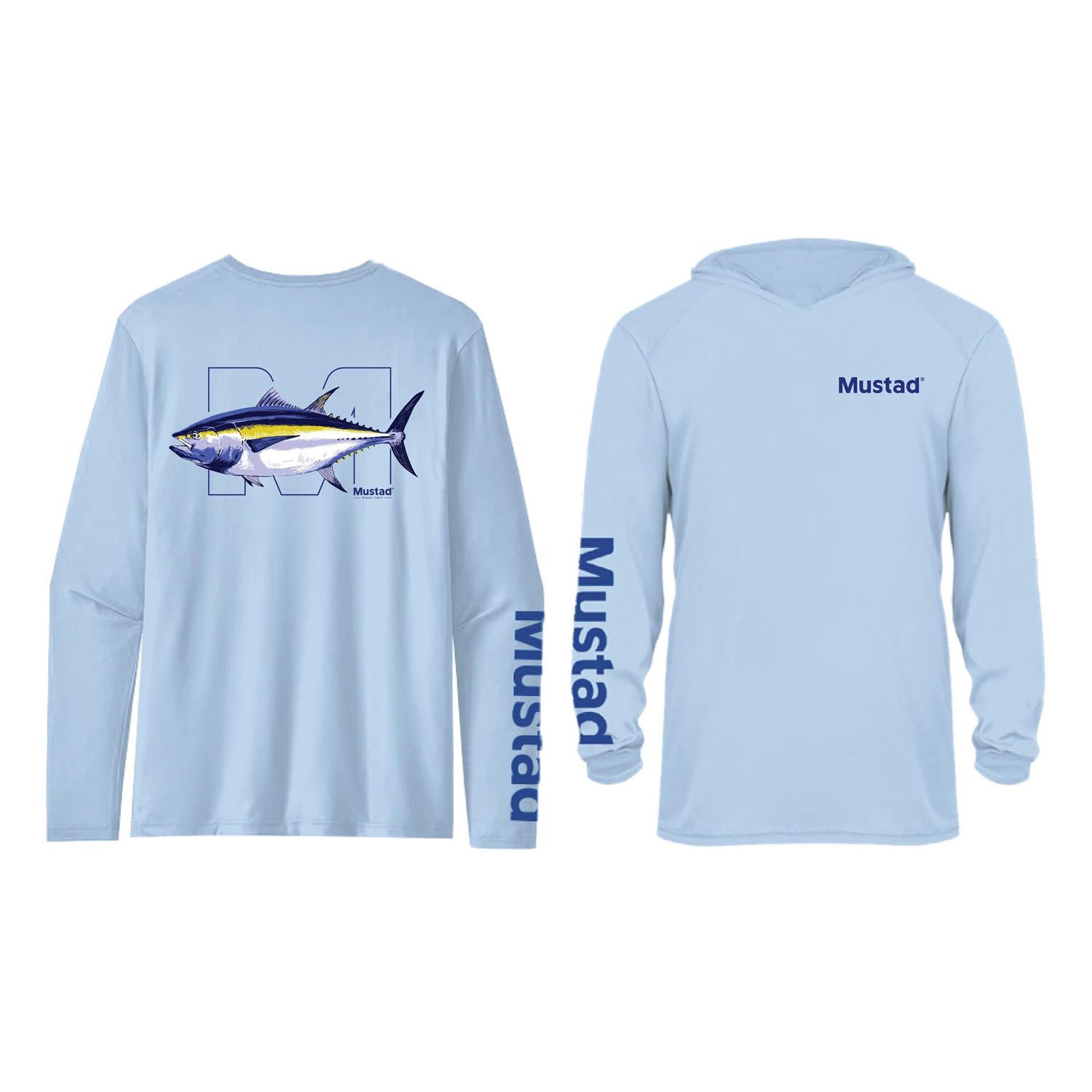 MCTEE-TU01-H-L Mustad majica Tuna Longsleeve UV with Hood - Repreve+Spandex - Light Blue L