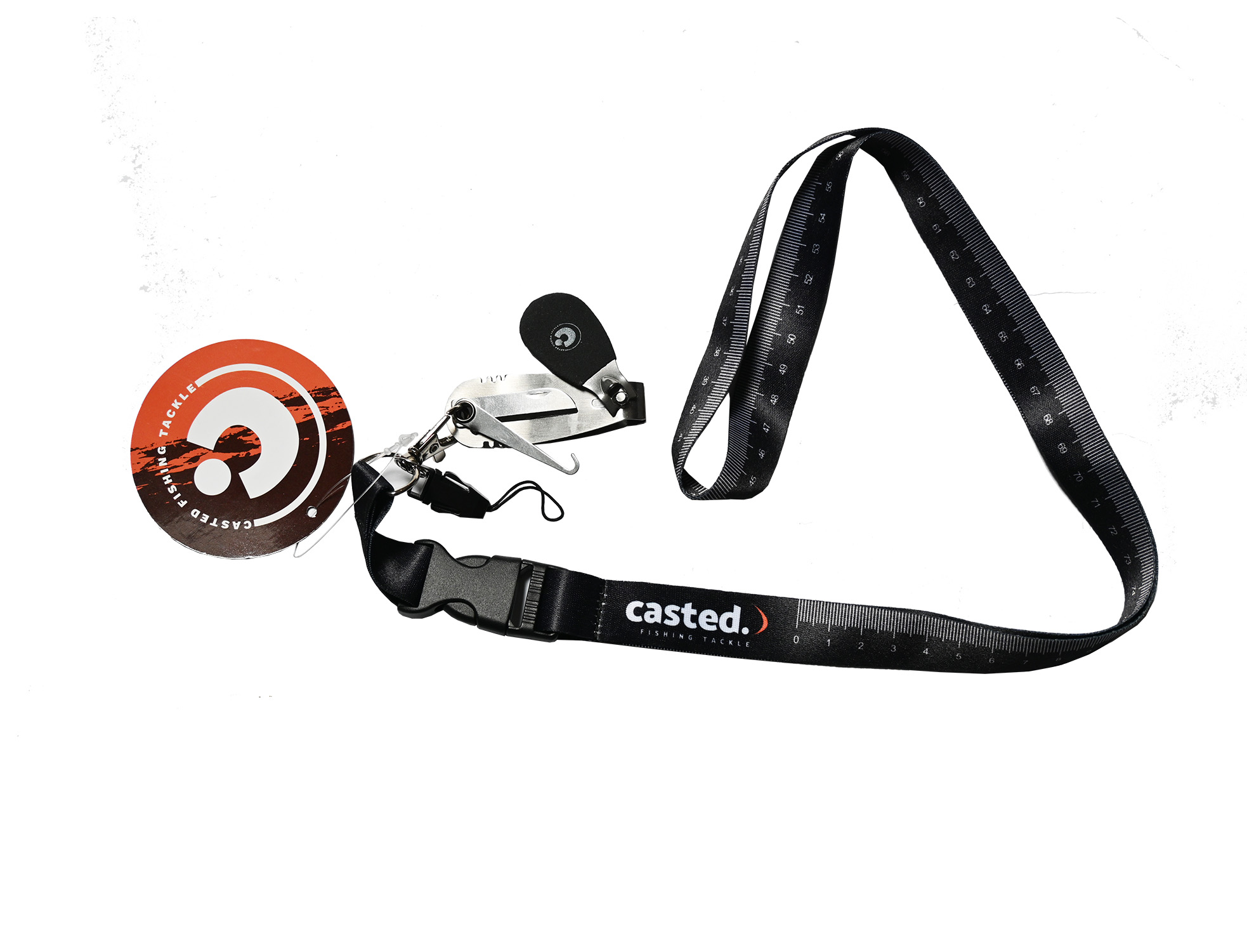 CAS T1016 Casted Line Clipper & Hang Belt Fish Ruler (grickalica, nožić, šilo, traka sa me